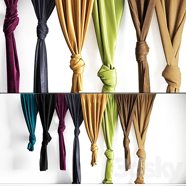 curtains tied in a knot 3D Model