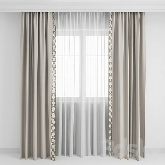 Curtains with a border1 3DModel