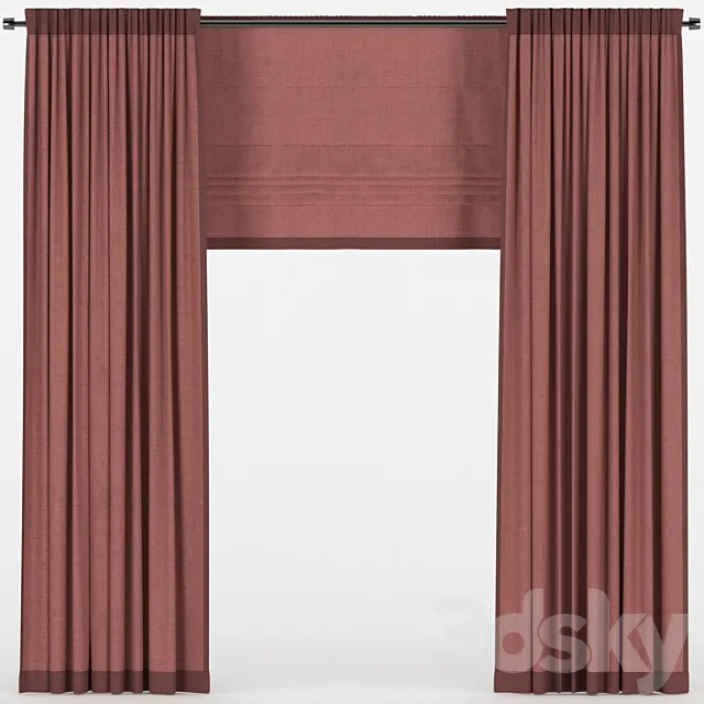 Curtains with a Roman curtain 3D Model