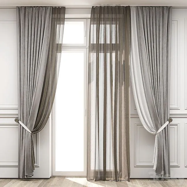 Curtains with balcony doors 512 3D Model