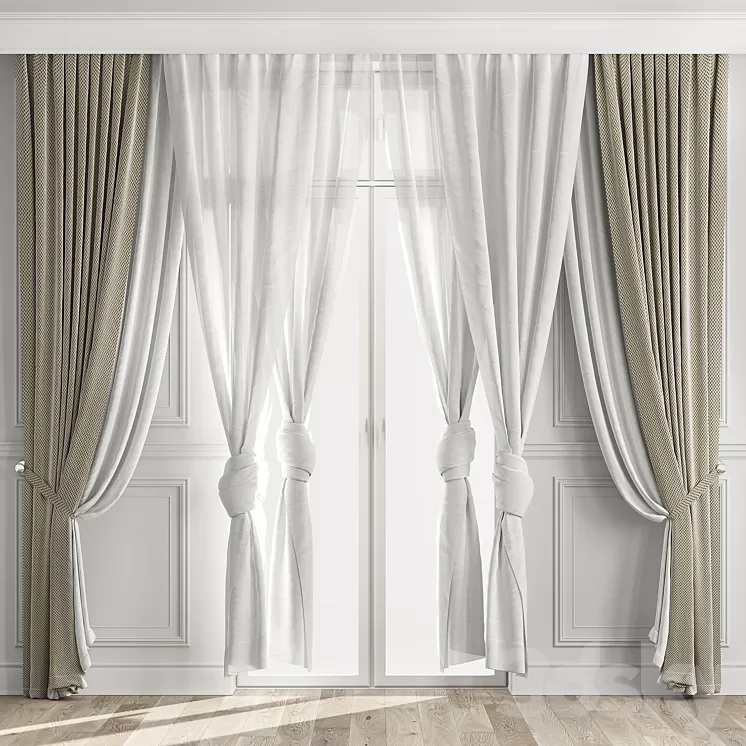 Curtains with balcony doors 512C 3D Model Free