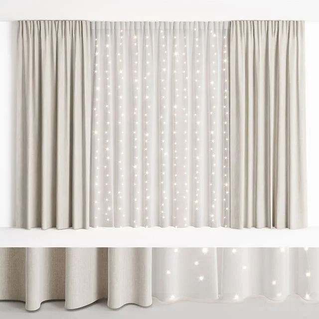 Curtains with garland NG1 3D Model
