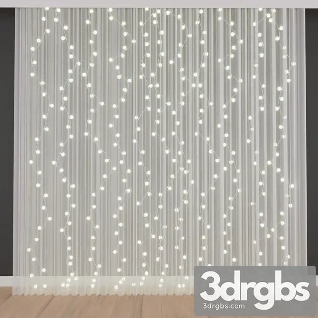Curtains with garlands 3D Model Free
