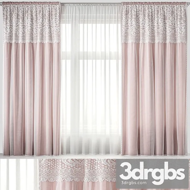 Curtains with Lace 3D Model Free