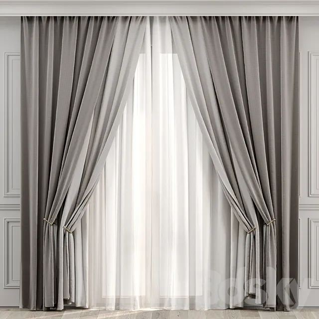 Curtains with moldings 527C 3D Model