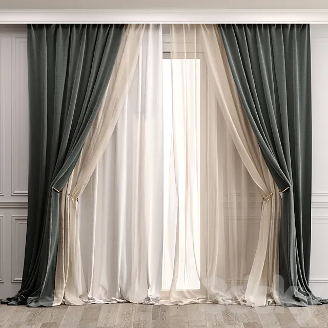 Curtains with moldings 529C 3D Model