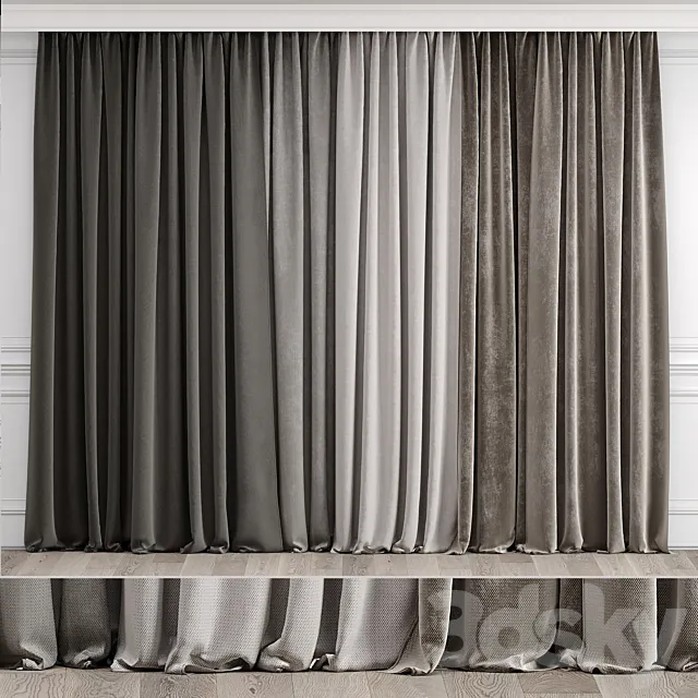 Curtains with moldings 538C 3D Model