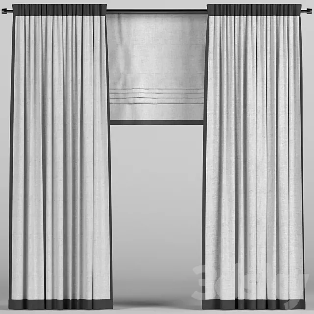 Curtains with roman. 3D Model