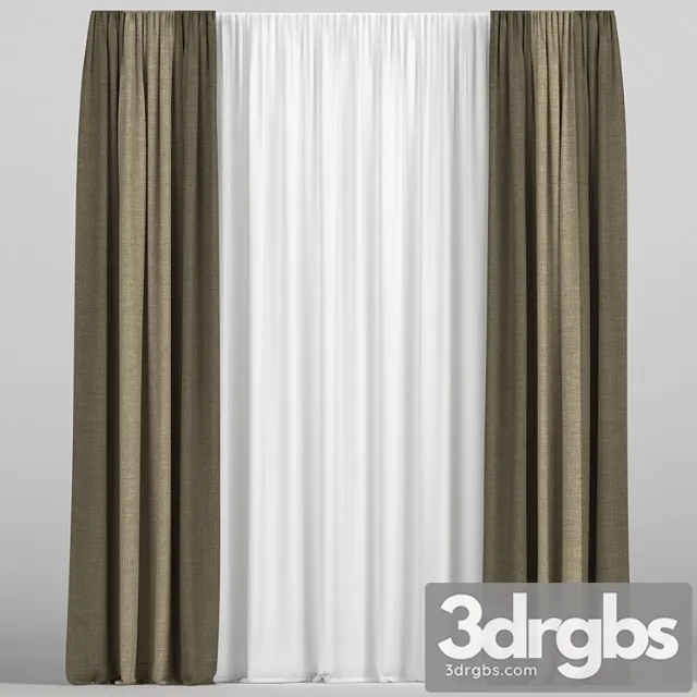 Curtains With Tulle 105 3D Model Free