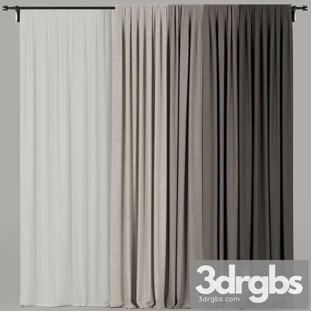 Curtains with tulle 2 2 3D Model Free