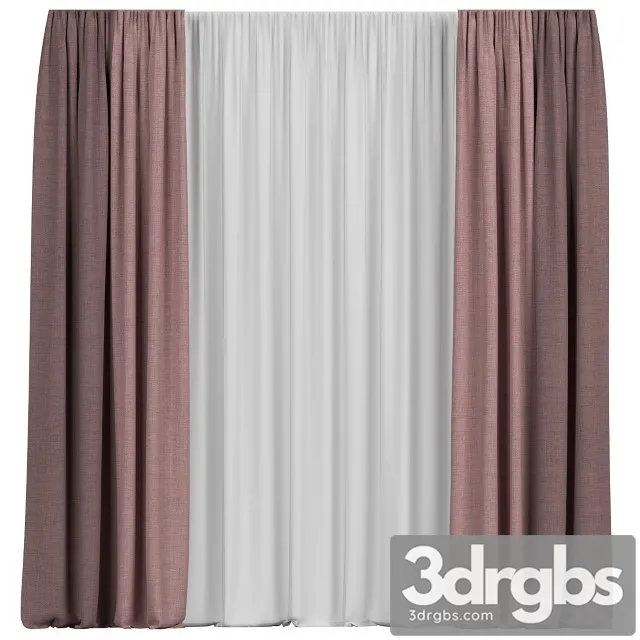 Curtains With Tulle 2 3D Model Free