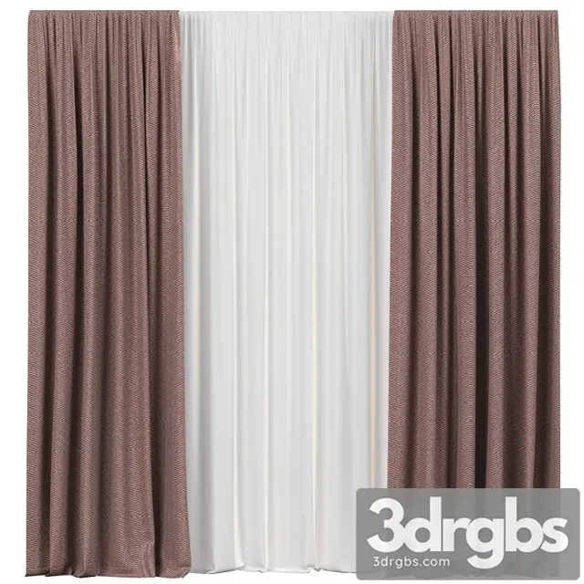 Curtains With Tulle 201 3D Model Free