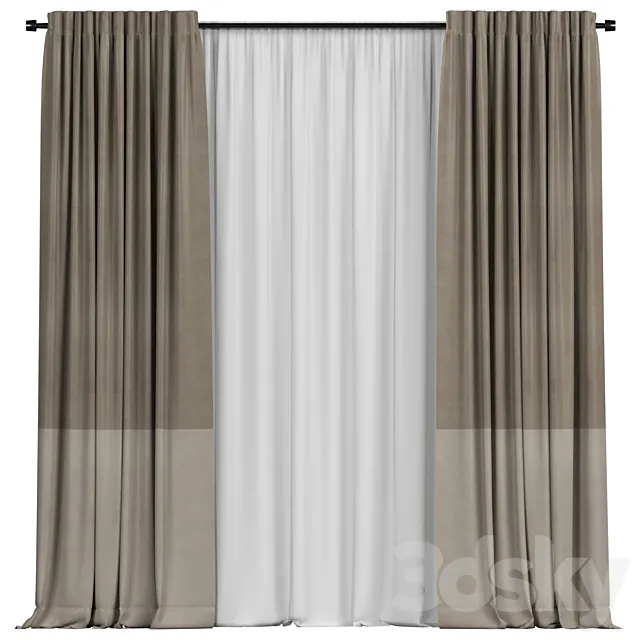 Curtains with tulle in two colors Free Download