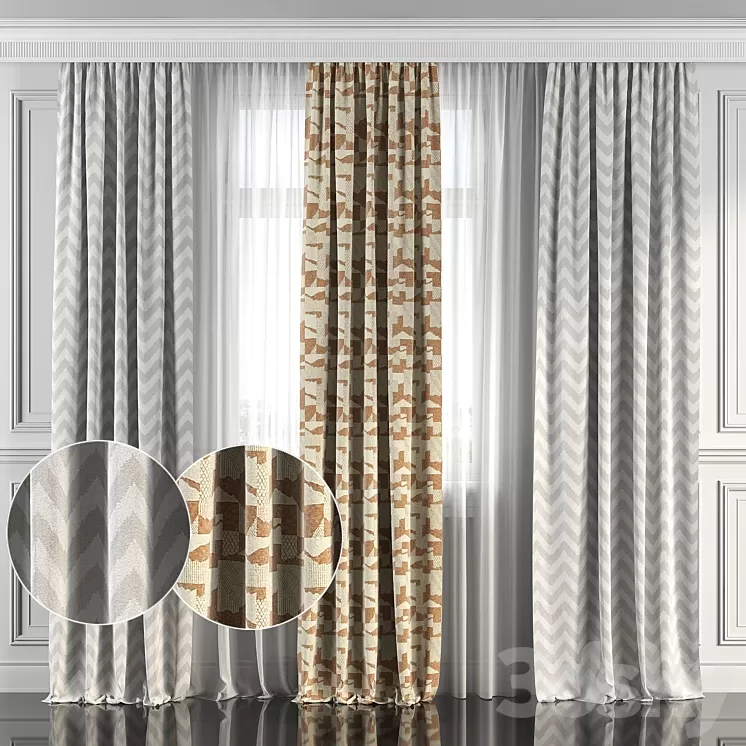 Curtains with window 117 3D Model