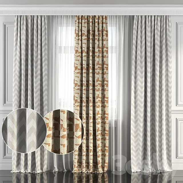 Curtains with window 117 3DModel