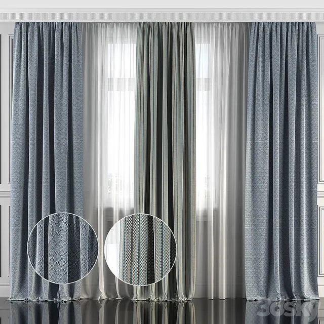 Curtains with window 130 3D Model