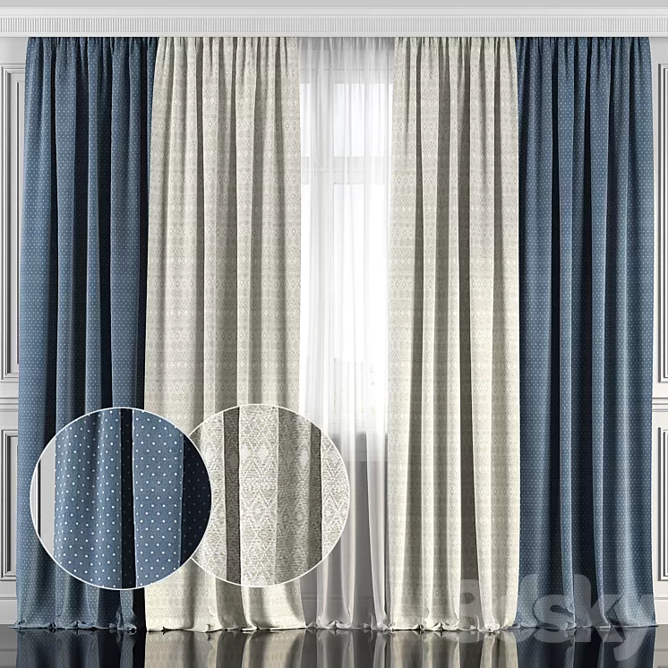 Curtains with window 134 3D Model