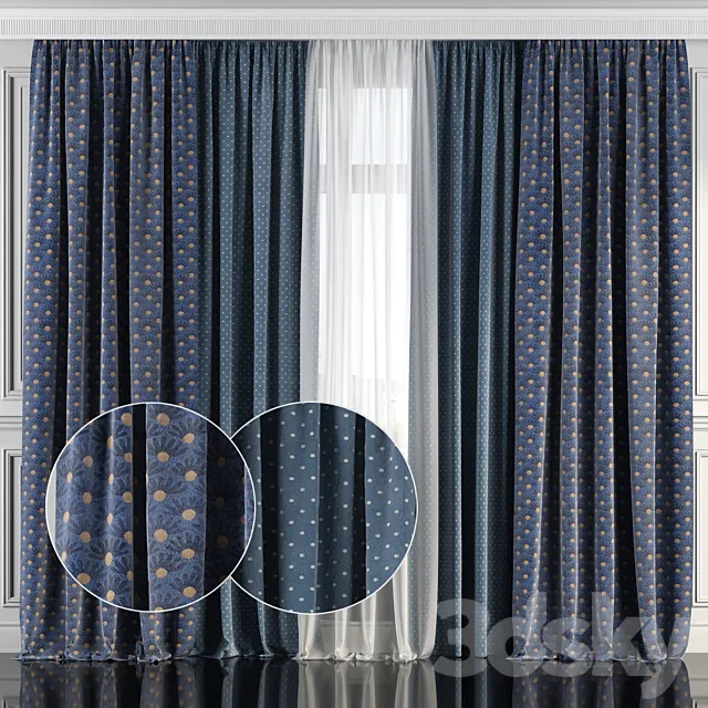 Curtains with window 144 3D Model