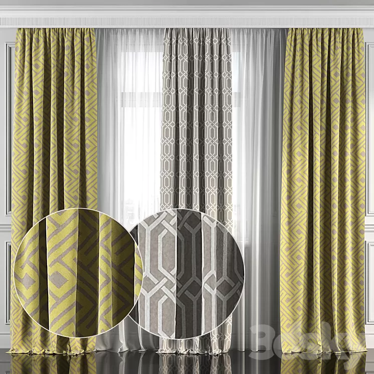 Curtains with window 155 3D Model