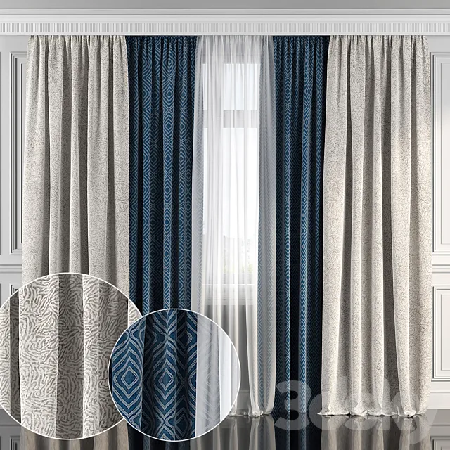 Curtains with window 176 3D Model
