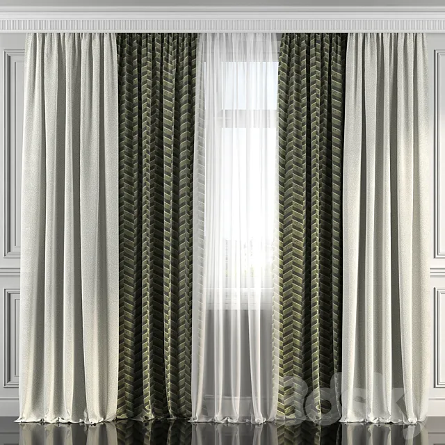 Curtains with window 185 3D Model