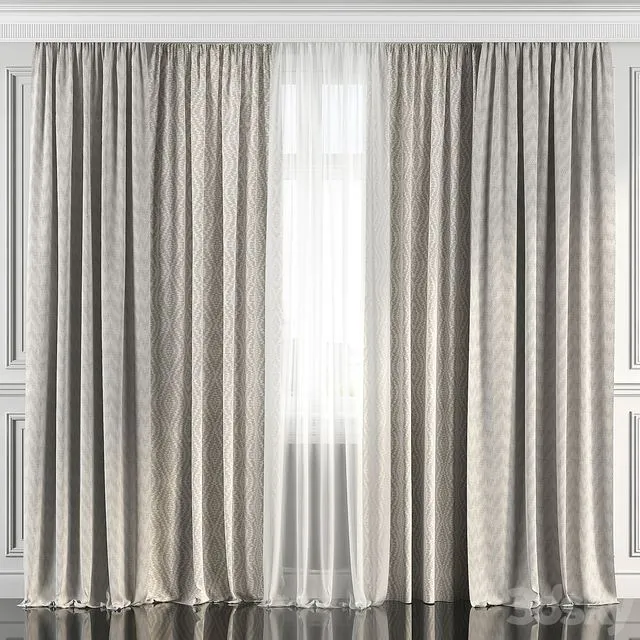 Curtains with window 186 3D Model