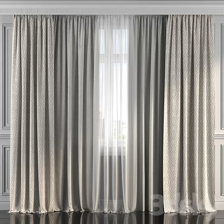 Curtains with window 190 3D Model