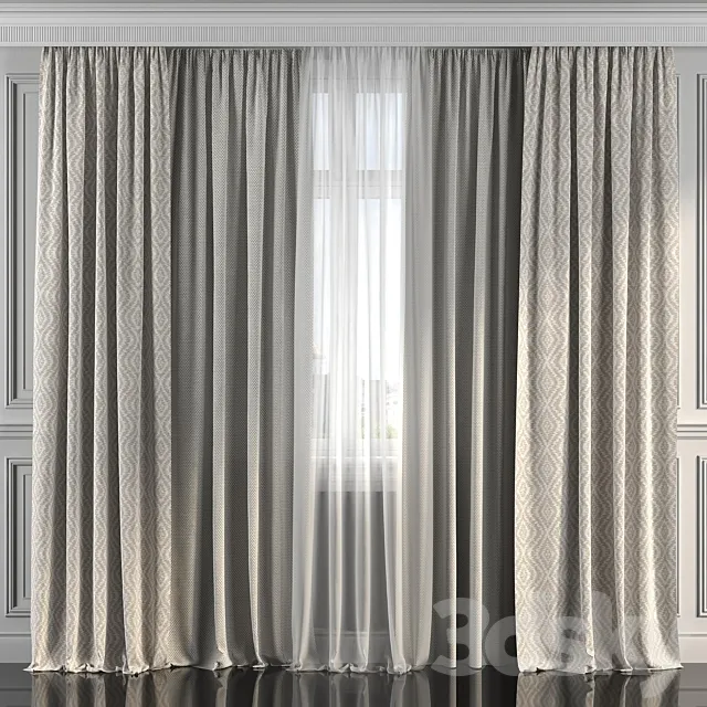 Curtains with window 190 3DModel