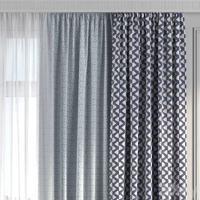 Curtains with window 212 3D Model