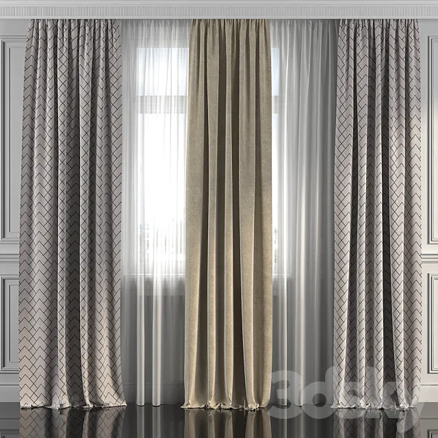 Curtains with window 283 3D Model
