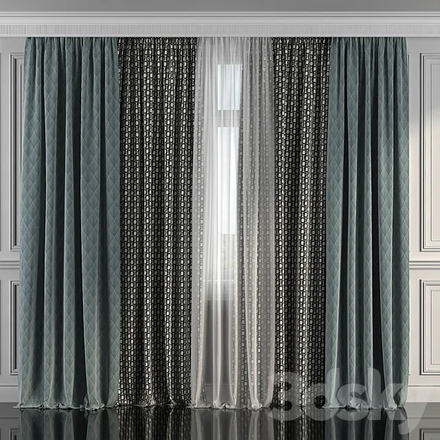 Curtains with window 286 3DModel
