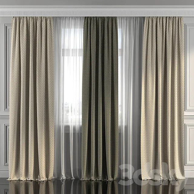Curtains with window 287 3D Model