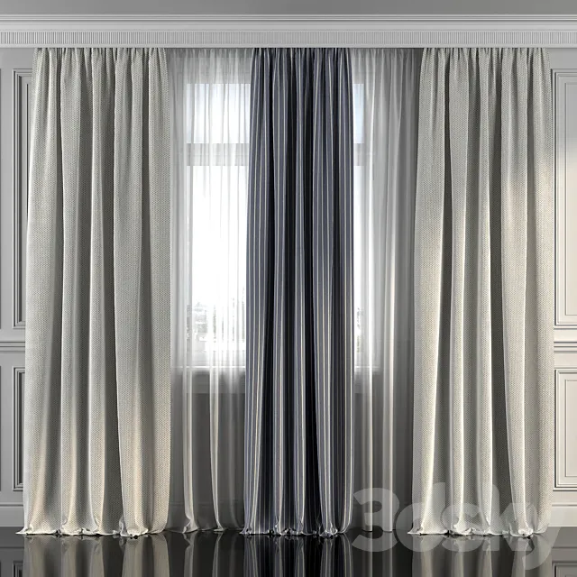 Curtains with window 295 3D Model