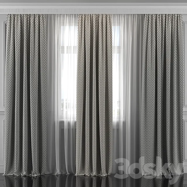 Curtains with window 298 3D Model