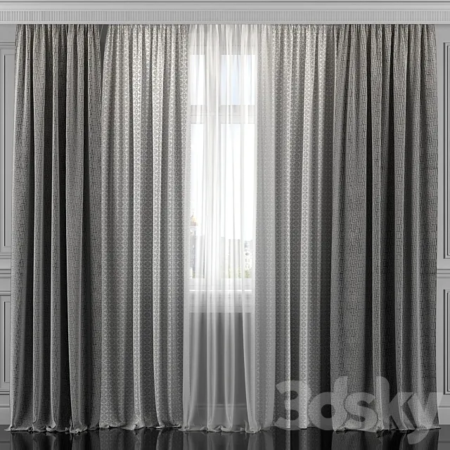 Curtains with window 309 3D Model