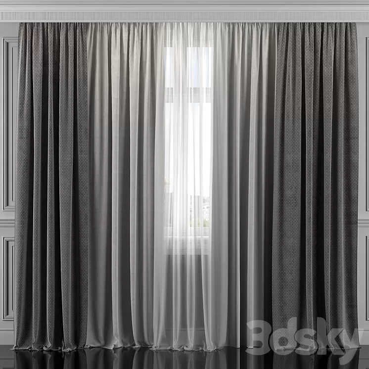 Curtains with window 311 3D Model