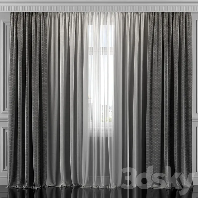 Curtains with window 311 3DModel