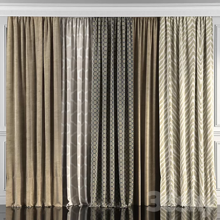 Curtains with window 45 3D Model