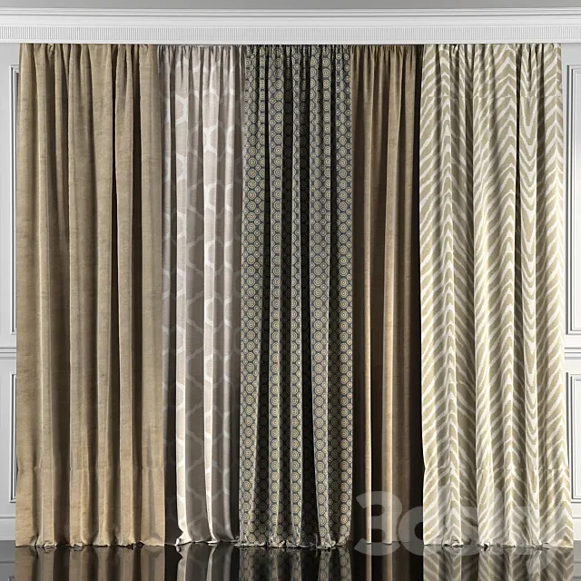 Curtains with window 45 3DModel