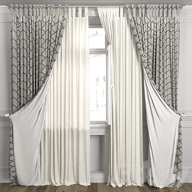 Curtains with window 484C 3D Model