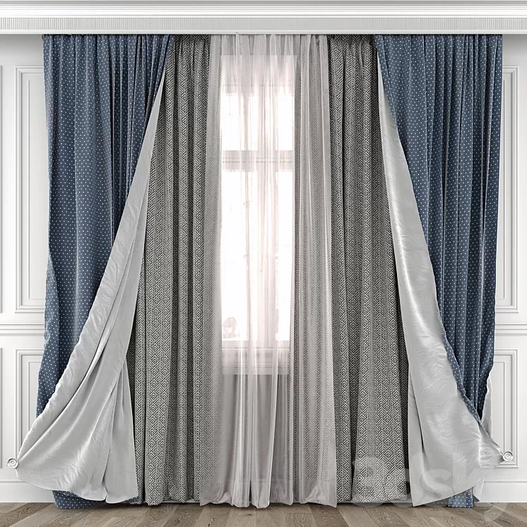 Curtains with window 493C 3D Model Free