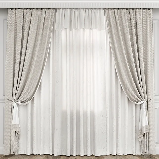 Curtains with window 494C 3D Model