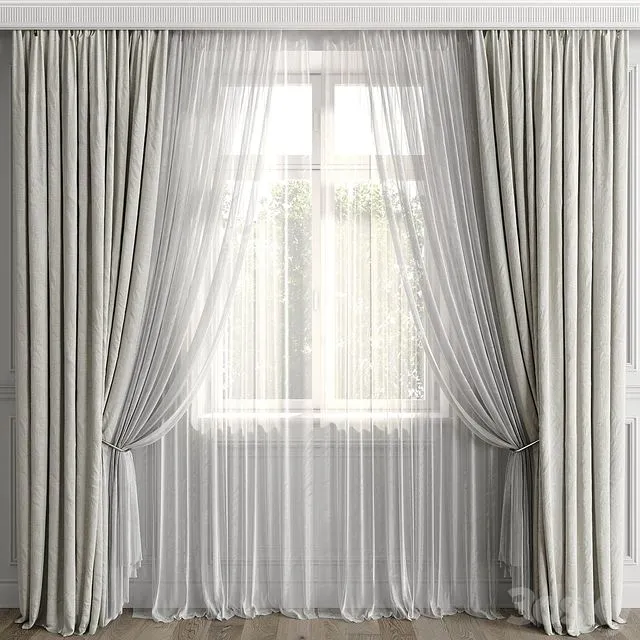 Curtains with window 499C 3D Model