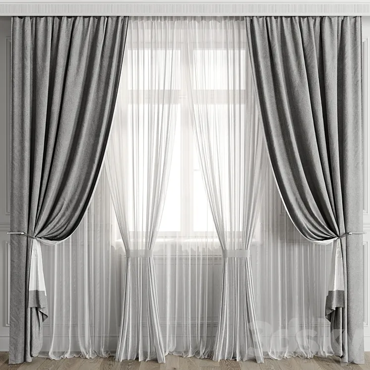 Curtains with window 501C 3D Model Free