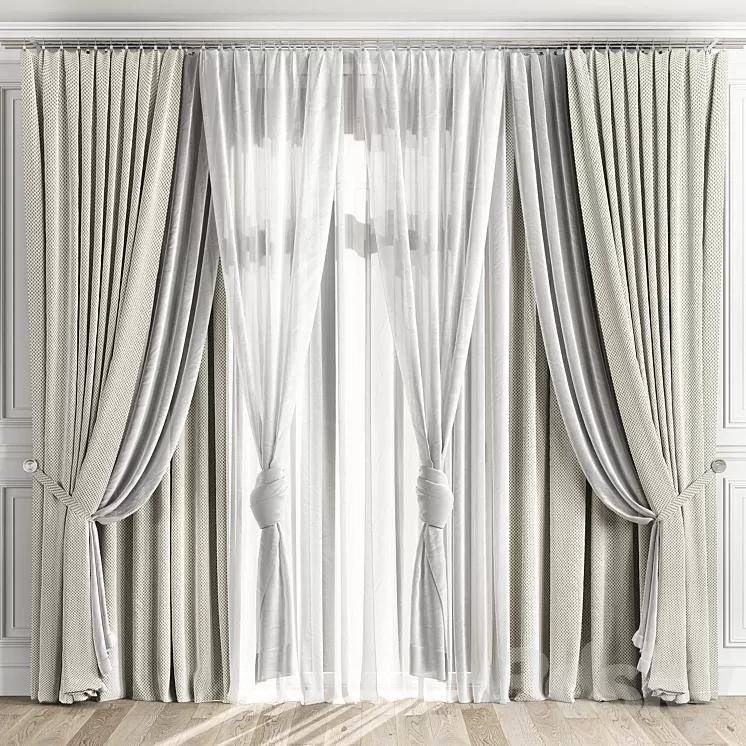 Curtains with window 510C 3D Model Free