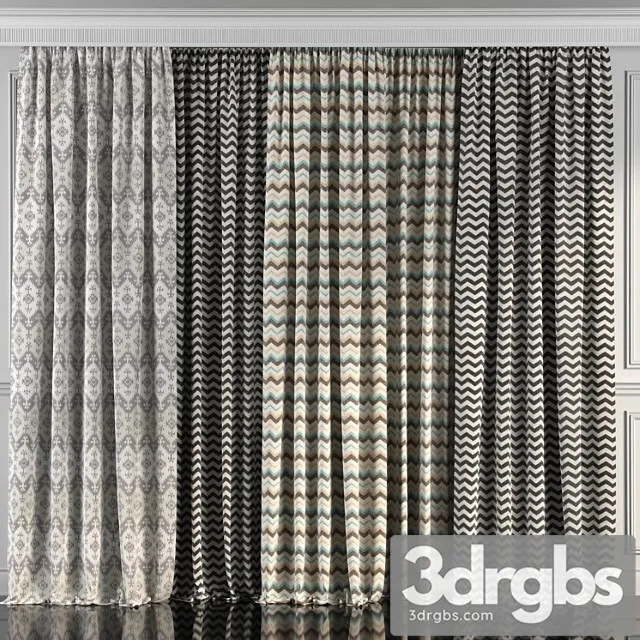 Curtains with window 90 3D Model Free