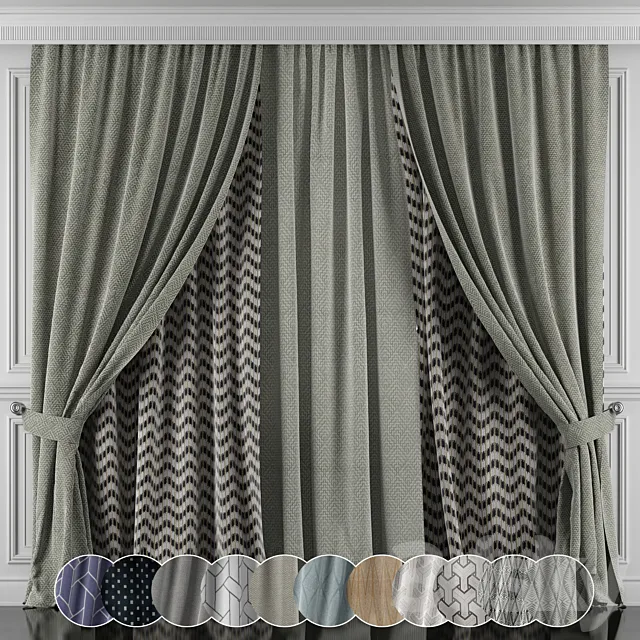 Curtains with window and moldings 426-431 Free Download