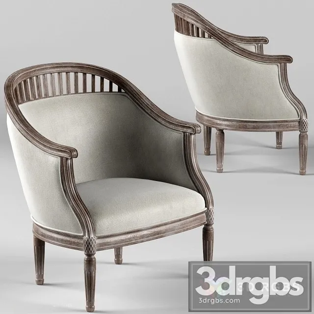 Curtis Ivory Rounded Ladder Armchair 3D Model Free