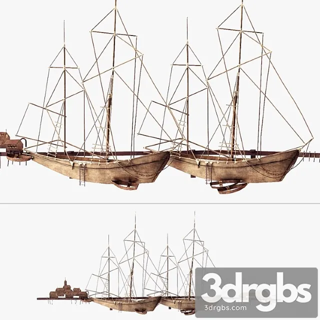 Curtis Jere Ships In The Harbor Wall Decoration 3D Model Free