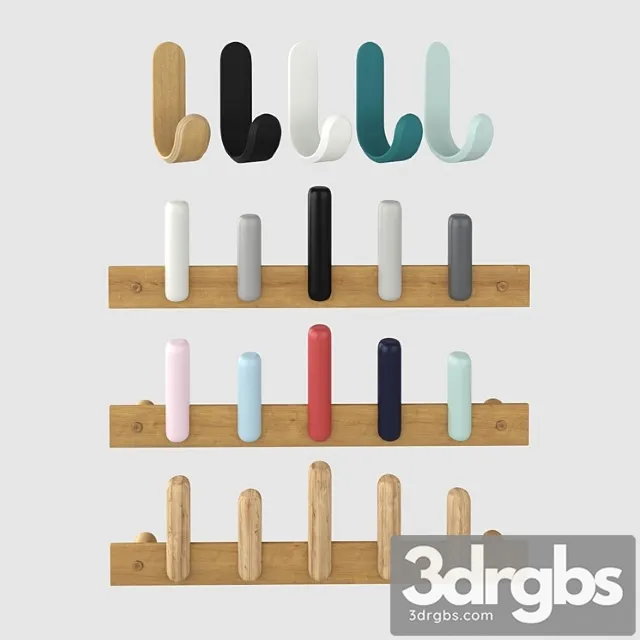 Curve hook and wall hanger play coat 3D Model Free